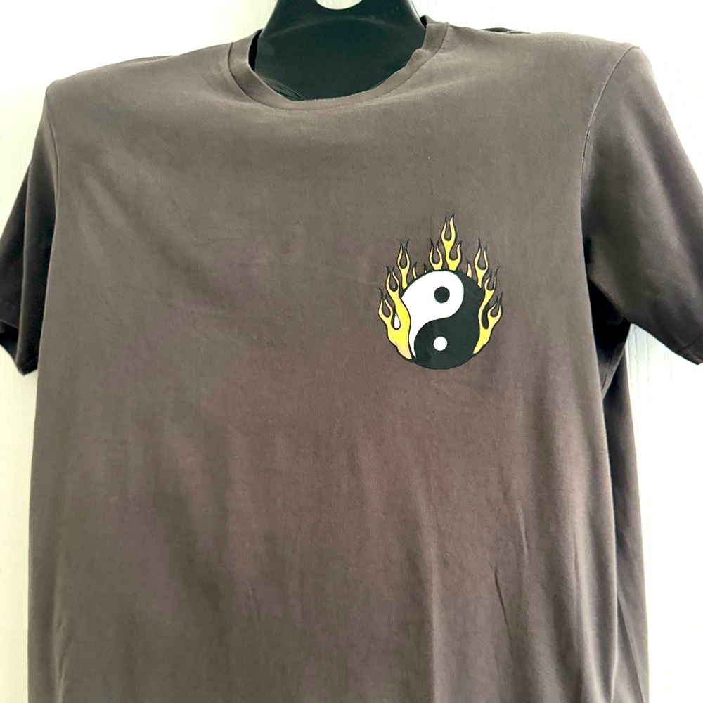 T-BAR X Cotton On Mens Gray Graphic Ying Yang T-shirt Size XL